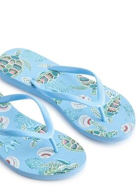 Vera Bradley Sea Turtles Flip Flops Sz L 9-10 NWT